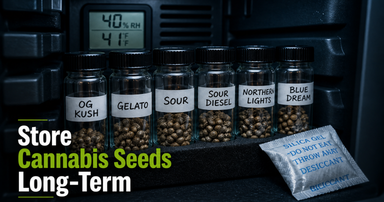 How do I store cannabis seeds long-term?