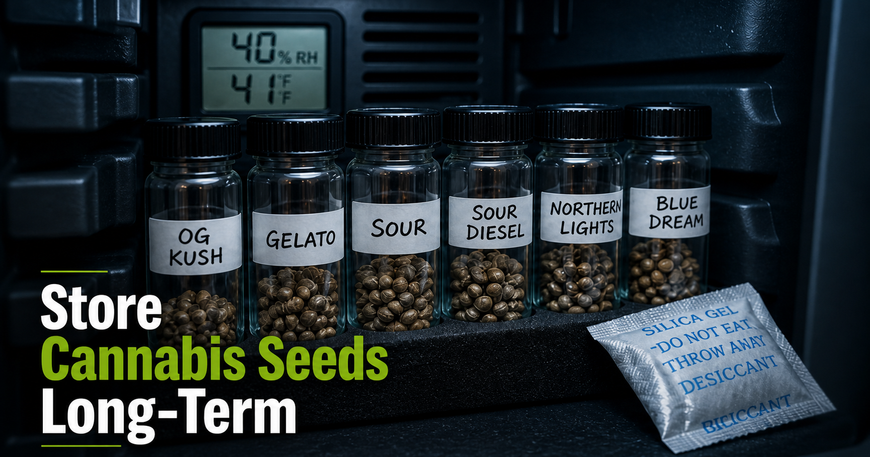 How do I store cannabis seeds long-term?