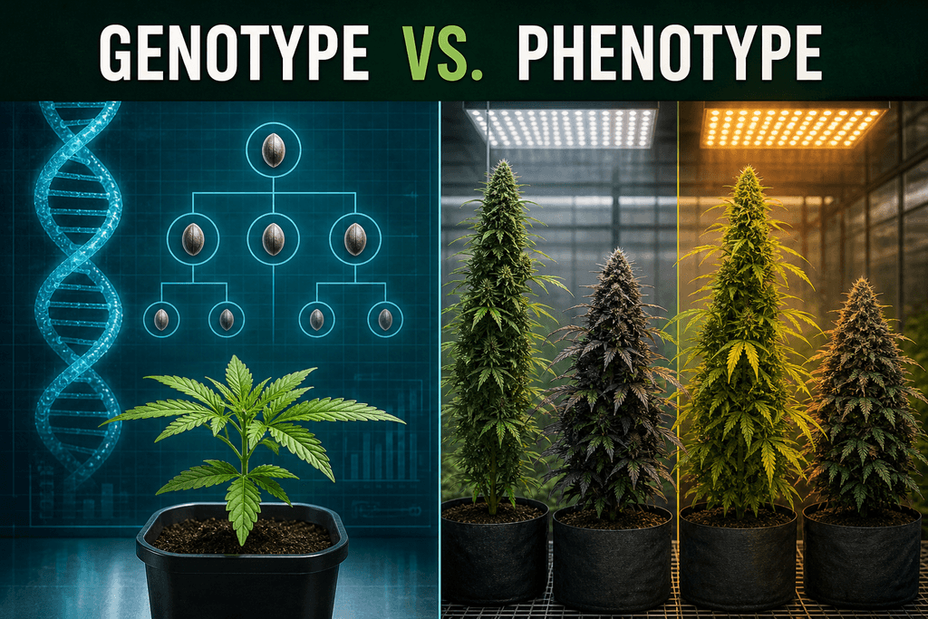 What is the difference between genotype and phenotype in cannabis?