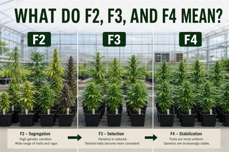 What do F2, F3, and F4 mean in cannabis seeds?