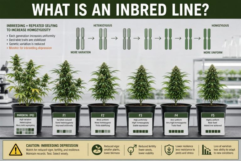 What is an inbred line in cannabis breeding?
