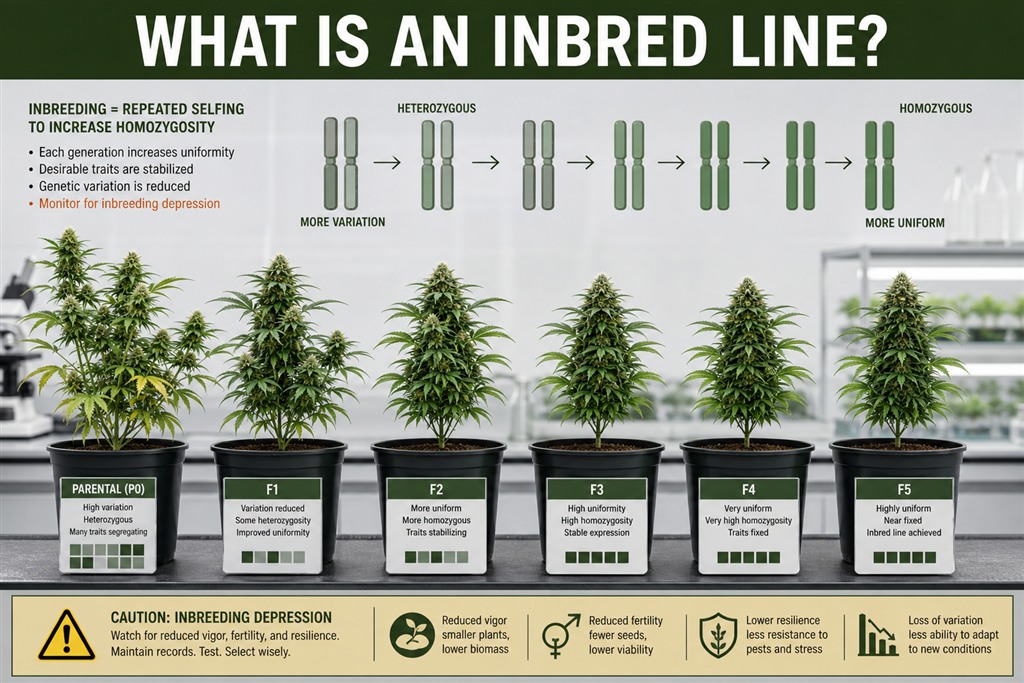What is an inbred line in cannabis breeding?