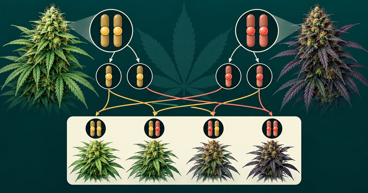 Paired allele copies separating and recombining in a conceptual inheritance diagram.
