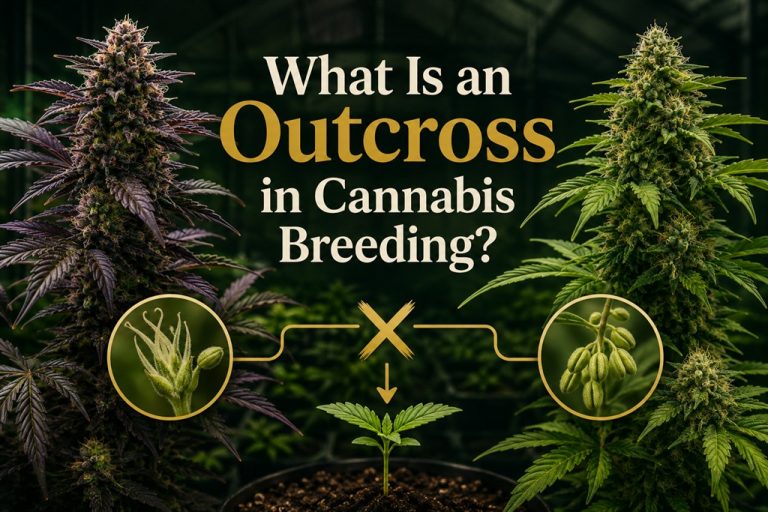 What is an outcross in cannabis breeding?