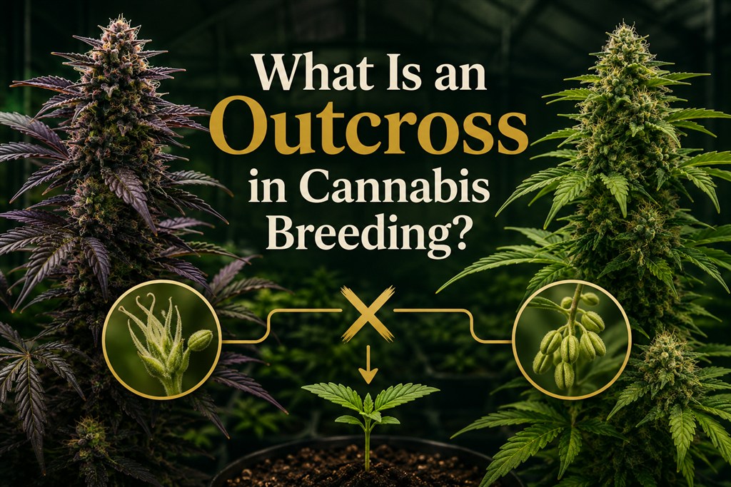 What is an outcross in cannabis breeding?