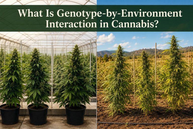 What is genotype-by-environment interaction in cannabis?