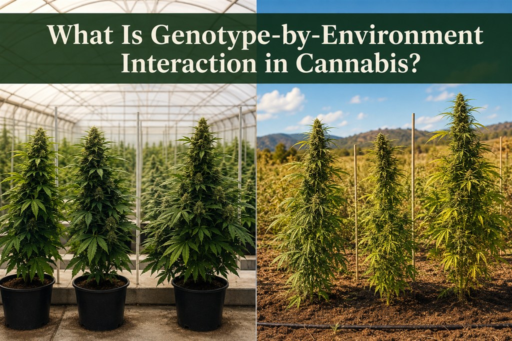 What is genotype-by-environment interaction in cannabis?